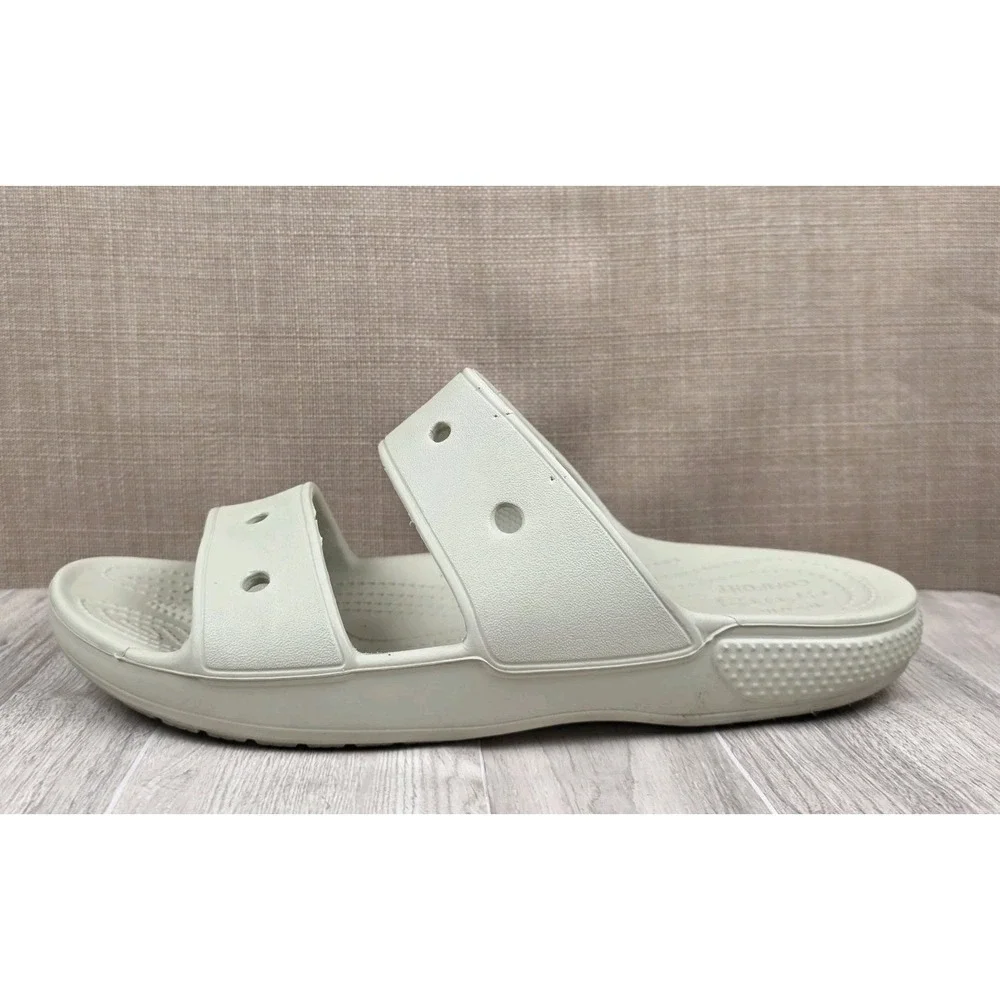 Crocs Classic Two-Strap Slip On Slide Sandals Cream Mens 8 Womens 10 Beach Pool